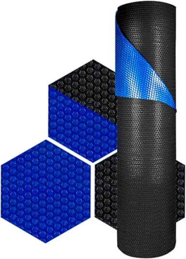 Capa Manta Térmica Para Piscina 7 x 3m Proteção Uv 300 Micras Preta E Azul Induplas