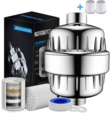 AUOMLVH Filtro de chuveiro de 20 estágios, remove cloro e flúor, suaviza a água, hidrata a pele, vem com dois cartuchos