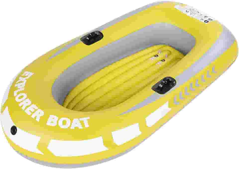 Barco Inflável, Barco de Ar Inflável Resistente, Canoa de Caiaque Inflável de PVC, Barco de Pesca Inflável a Remo para 2 Pessoas Com Dois Suportes de Remo para Pesca, Mergulho à