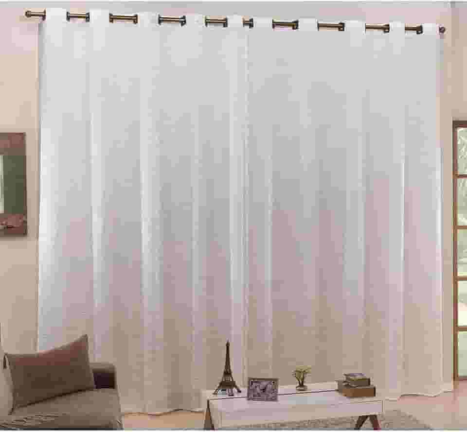 Cortina para Sala e Quarto 3,00m Larg. x 2,50m Altura Tecido Cetim Amassadinho - Perola