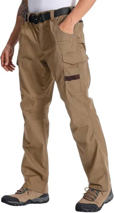 Calça cargo masculina Ripstop com 13 bolsos, tática, resistente à água, respirável, para trilhas