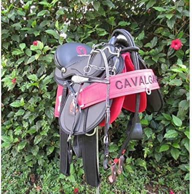 Sela Australiana De Arco Preta Bordada Arreada Preta Completa De Passeio Nova + Itens