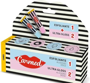 Carmed Kit Algodão Doce, Esfoliante 10g + Ultra Gloss 10g, Sistema de 2 Passos