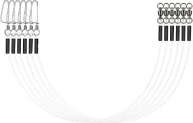 Eupheng Líder de pesca de fluorocarbono, 6/12 peças de líderes invisíveis de fluorocarbono com giro e encaixe, linha de líderes de fluorocarbono 100% para água salgada e doce, 9 kg-36 kg