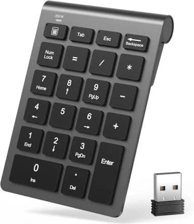 LIANGSTAR Teclado numérico sem fio, 22 teclas, extensões de teclado portátil com receptor USB de 2,4 GHz para entrada de dados de contabilidade financeira de 10 teclas, Surface Pro, laptop, desktop,