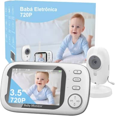 Babá Eletrônica, 3.5" Bebê Câmera Monitor Vídeo, Microfone Embutido nos 2 Lados, Visão nocturna,Temperatura Ambiente,Detecção de Som VOX, Canção de Ninar, Actualizado e melhor do que VB603