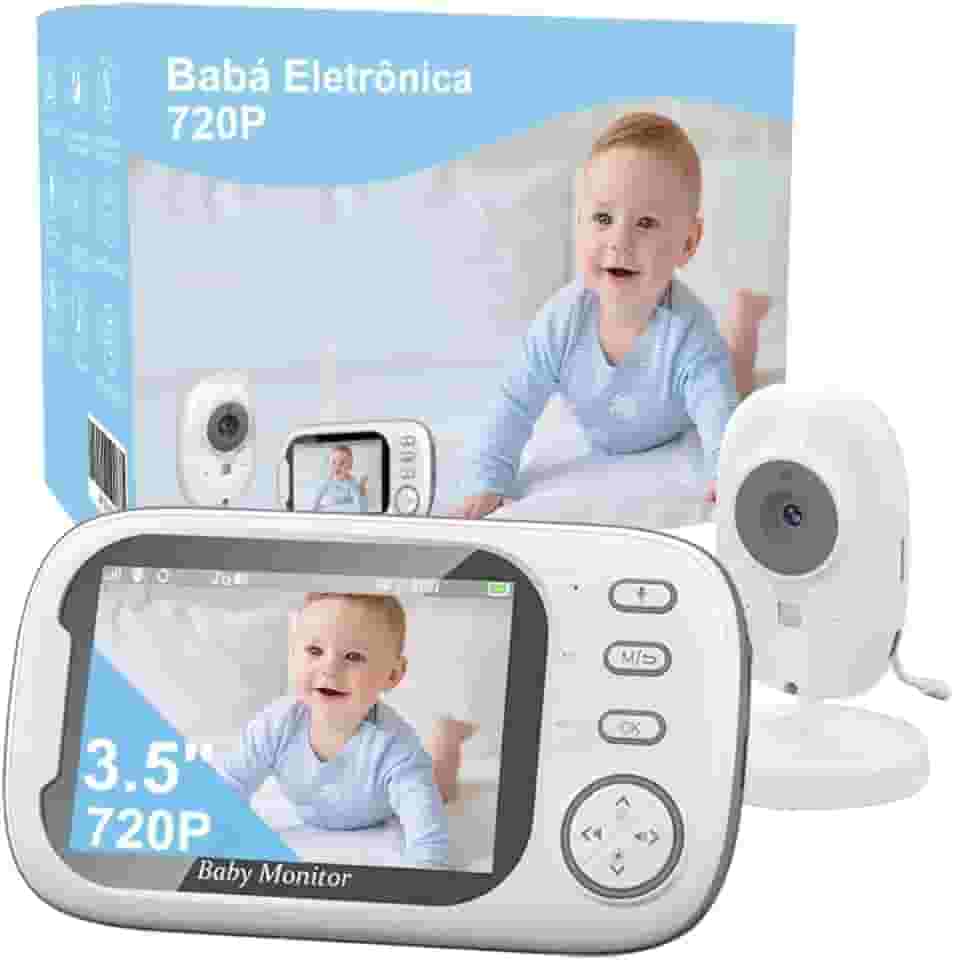 Babá Eletrônica, 3.5" Bebê Câmera Monitor Vídeo, Microfone Embutido nos 2 Lados, Visão nocturna,Temperatura Ambiente,Detecção de Som VOX, Canção de Ninar, Actualizado e melhor do que VB603