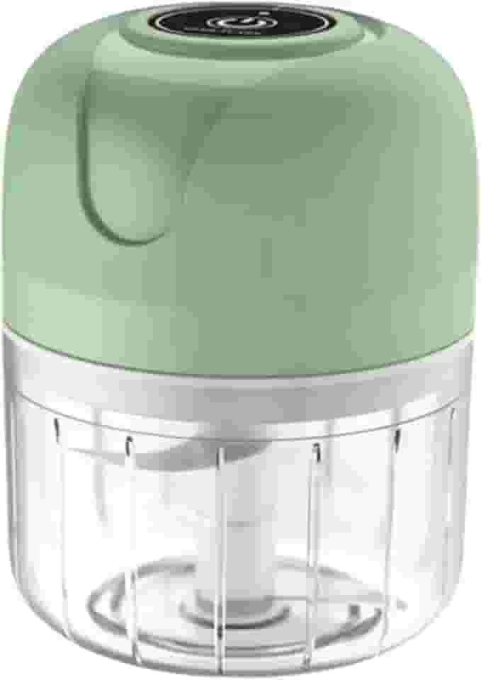 Mini Processador Triturador De Alimentos Elétrico Sem fio Potente com 3 Lâminas de Aço Inoxidável Recarregável USB 250ml(Cor Verde)