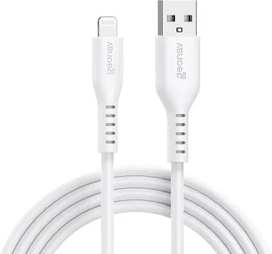 Geonav Cabo de Silicone USB-A para Lightning, carregamento até 12W, Silicone resistente, 1,5m, ESLISWT, Branco