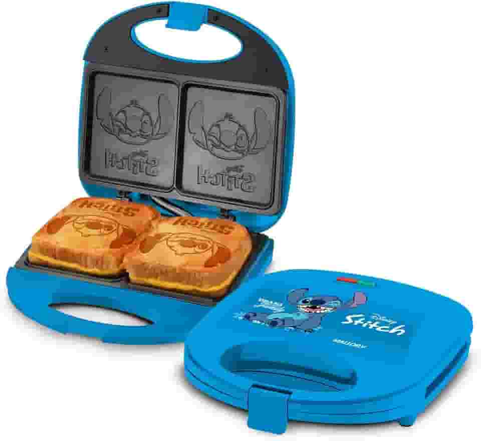 Sanduicheira Elétrica Mallory Stitch – Placas com Design Exclusivo, Superfície Antiaderente, Luzes LED, Alça com Toque Frio e Trava de Segurança - 127V
