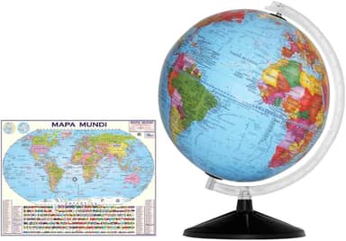 Globo Terrestre Político -30 Cm Diâmetro + Acompanha Mapa Mundi