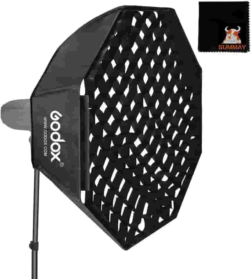 Godox Suporte Softbox Bowens de grade octogonal superior de 120 cm para iluminação LED de flash de estúdio fotográfico e vídeo