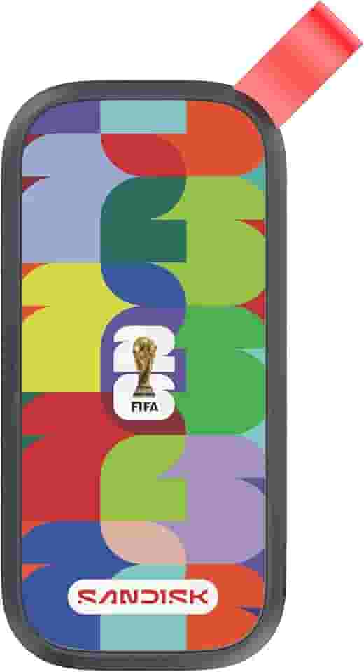 SANDISK SSD portátil da Copa do Mundo 2026 da FIFA de 1 TB, até 800 MB/s - compatível com laptops, tablets e telefones Android - Preto - SDSSDE30F-1T00-G25