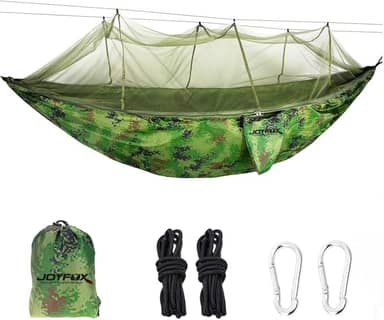JOYFOX Rede De Dormir Camping Construção Rápida, Portátil Dobrável Rede de Árvore Acampamento (Camuflagem C/Mosquiteiro)