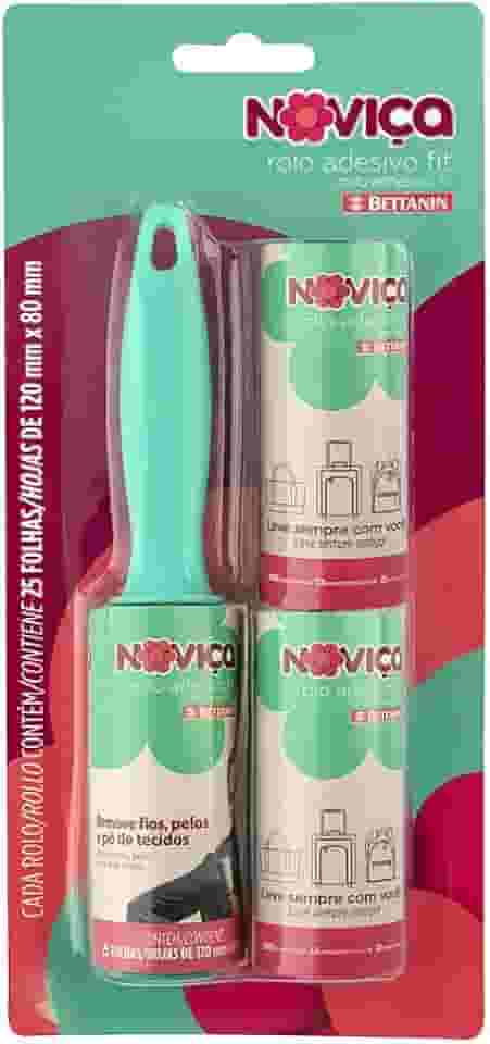 Noviça - Rolo Adesivo Fit com 25 Folhas Tira Pelos, Acompanha 2 Refis, Bettanin