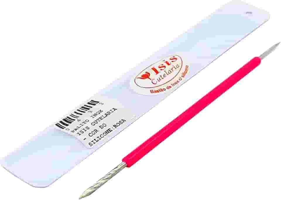 Palito em Inox para Manicure na cor Rosa Isis Cutelaria Podologia Unhas Duplo