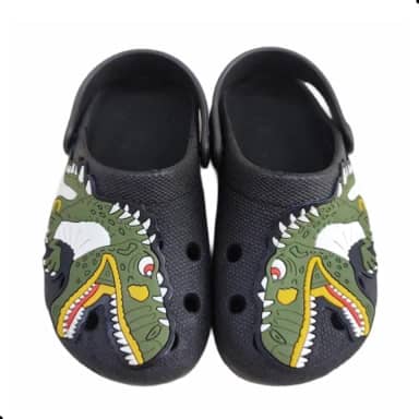 Babuche Infantil Menino T-Rex Dinossauro Estampado, Sandália Anatômica com Solado Antiderrapante, Confortável, Leve e Flexível, Calce Fácil