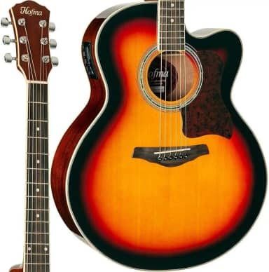 Violao Eletrico Cutway Jumbo Hofma HMJ223 Brilhante Sunburst