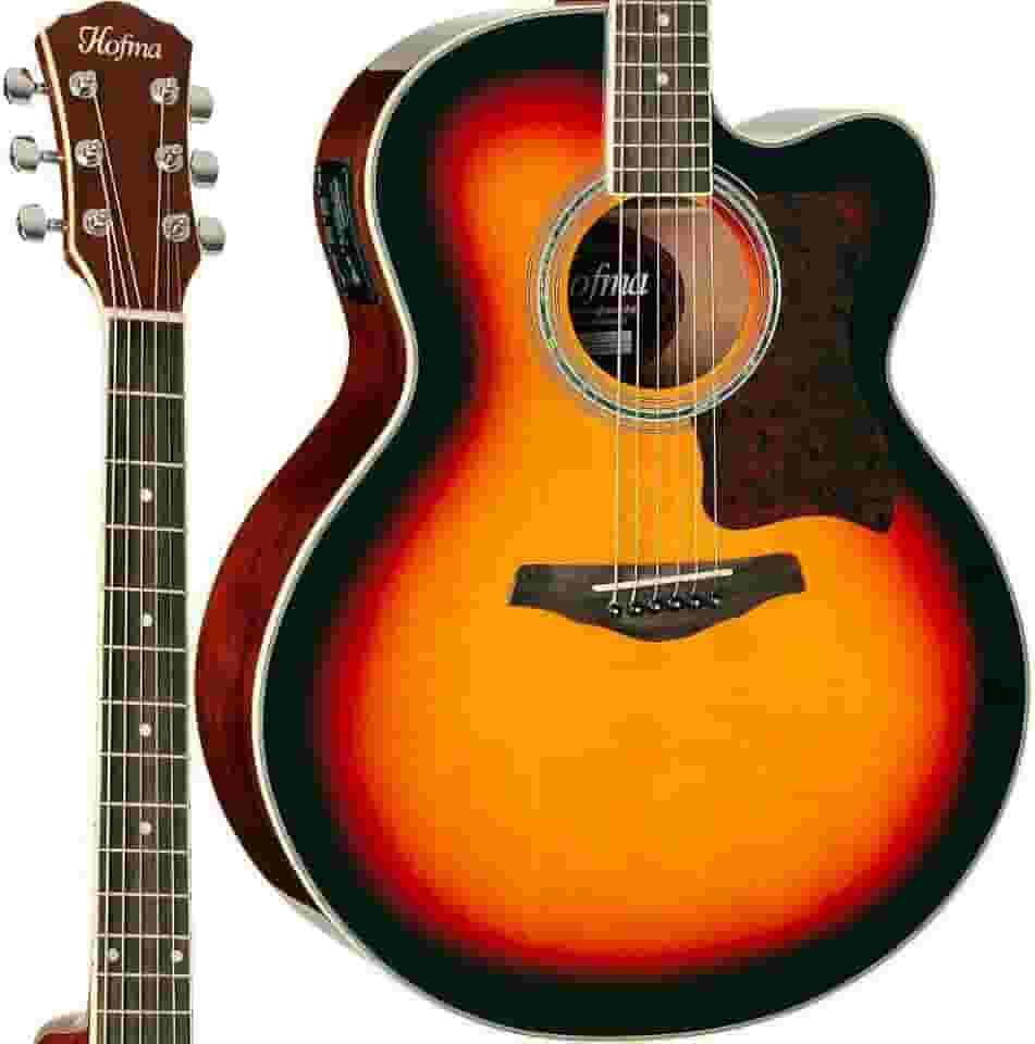 Violao Eletrico Cutway Jumbo Hofma HMJ223 Brilhante Sunburst