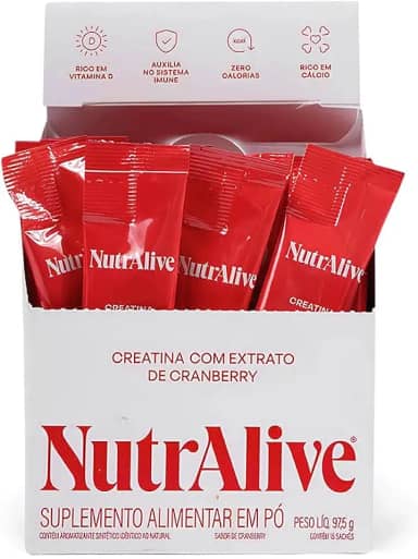 Suplemento Multivitamínico com 7 ativos para Mulheres 35+ Creatina Monohidratada Cranberry Vitamina D Triptofano Cálcio Beta Glucana Energia Força Menopausa Antioxidante Versão Display 97,5g 15 doses NutrAlive