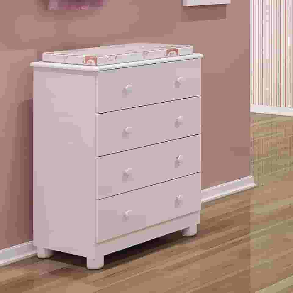 Cômoda Infantil Junior Móveis Peroba Branco Brilho