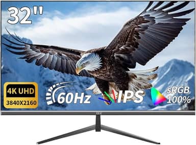 Monitor UHD 4K de 32 polegadas (3840 x 2160), IPS, taxa de atualização de 60 Hz, 100% sRGB, AMD FreeSync, ângulo de visão de 178°, HDMI/DisplayPort, compatível com montagem VESA 100 x 100 mm