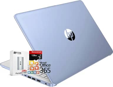 HP Laptop HD fino e leve de 14 polegadas, processador Intel N150 (Beat N4120), 8 GB de RAM, 256 GB de armazenamento (128 GB UFC + 128 GB MicroSD), Office 365 1 ano, Copilot AI, WiFi 6, BT 5.4, HDMI, W