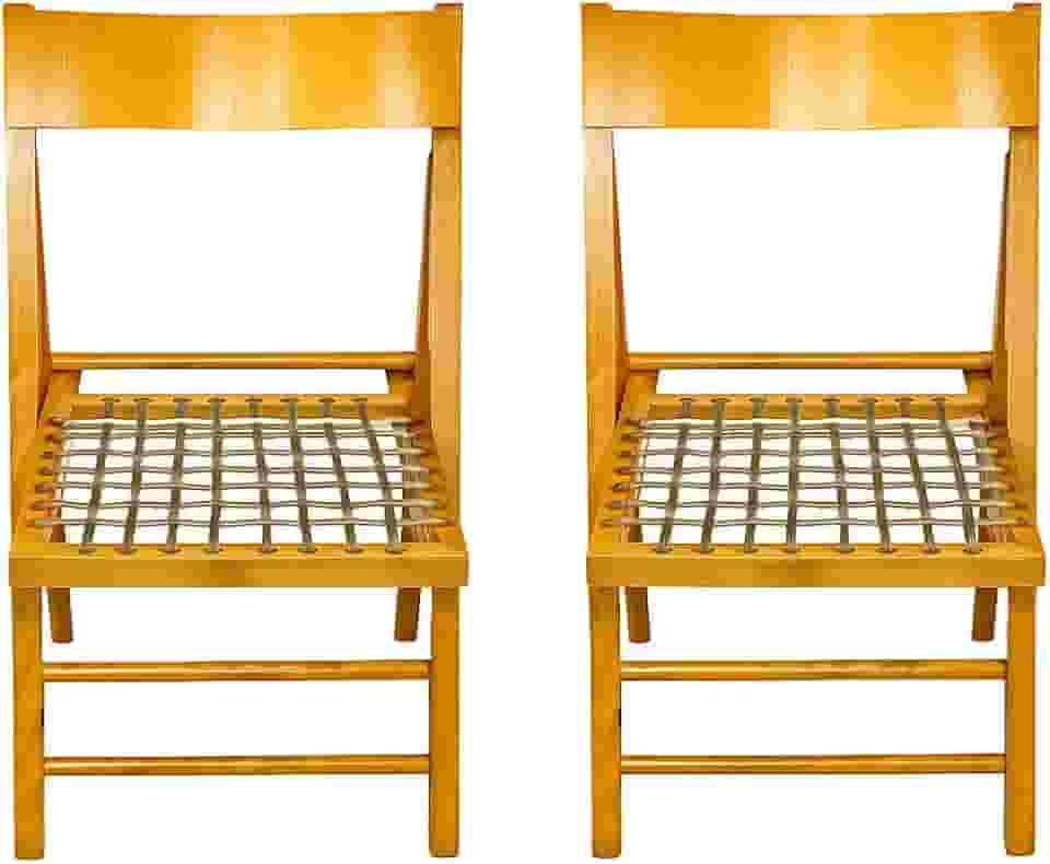 Kit com 2 Cadeiras Dobráveis em Madeira com assento em Corda Náutica 1002 - Preebel Mel