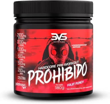 3VS Nutrition Pré Treino Prohibido 180g Sabor Strawberry Margarita