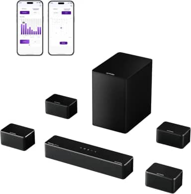 ULTIMEA Barra de som surround 5.1 canais com subwoofer, Dolby Atmos, VoiceMX, BassMX, APP, sistema de som surround de home theater para TV, BT 5.4, Poseidon M60 Boom (modelo 2025)