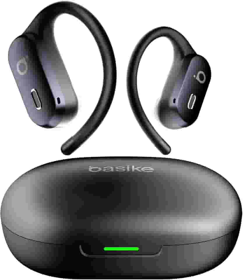 Basike Fone de Ouvido Bluetooth 5.4 TWS Esportivo, Som Hi-Fi Estéreo, ANC Cancelamento de Ruído & Modo Transparência, Resistente a Suor e Respingos para Corrida e Exercícios ao Ar Livre – Preto