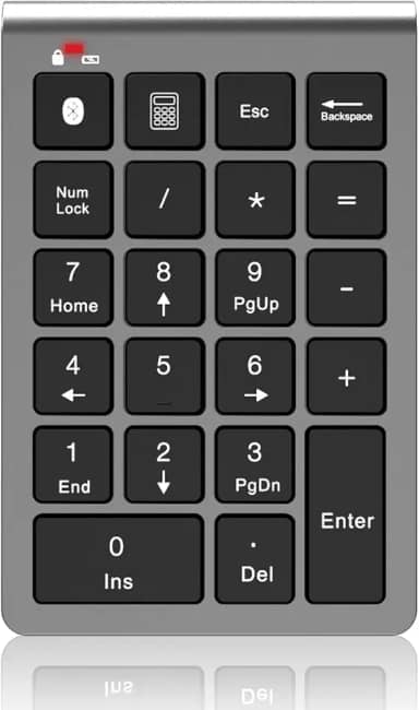 Teclado numérico Bluetooth sem fio e com fio com 10 teclas USB dois em um, teclado numérico recarregável para laptops, desktop, acessórios de computador compatíveis com MacBook iPads ChromeBook