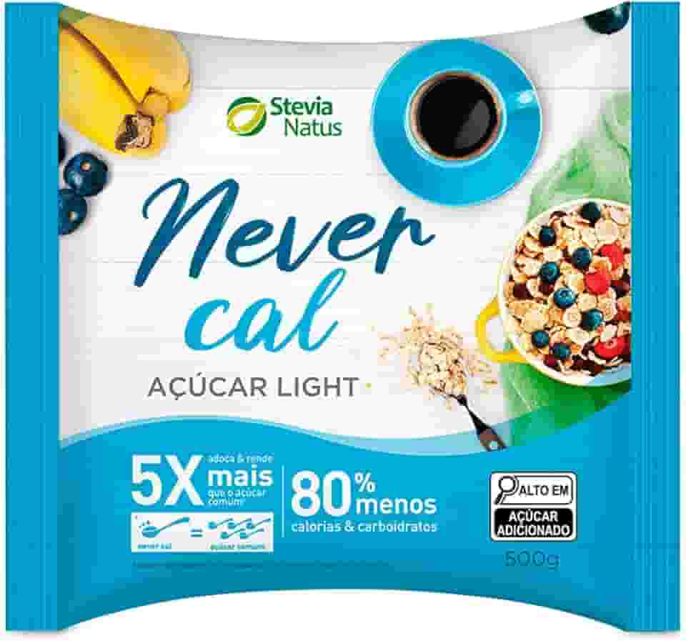 Açúcar Light Never Cal Stevia Adoça e Rende 5x mais Stevia Natus 500g