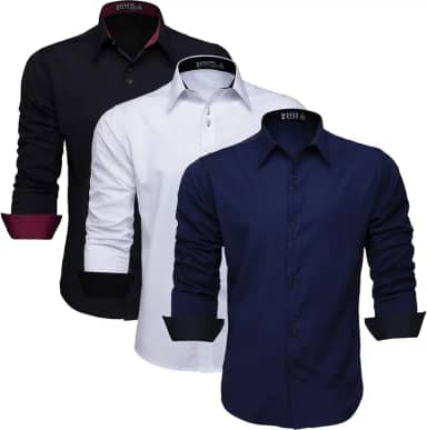 Kit 3 Camisa Masculina Slim Social Manga Longa Fácil de Passar 3K357