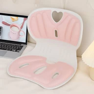 Assento Ergonômico para Cadeira com Apoio Lombar e Alívio de Dor no Cóccix, Almofada Ortopédica para Postura Correta, Espuma Premium de Alta Densidade, Uso em Escritório, Casa ou Carro (Rosa)