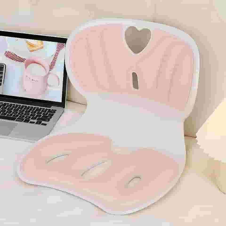 Assento Ergonômico para Cadeira com Apoio Lombar e Alívio de Dor no Cóccix, Almofada Ortopédica para Postura Correta, Espuma Premium de Alta Densidade, Uso em Escritório, Casa ou Carro (Rosa)