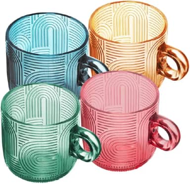 WOLFF - Conjunto 4 Xícaras de Vidro Frankfurt Colorido 220ml