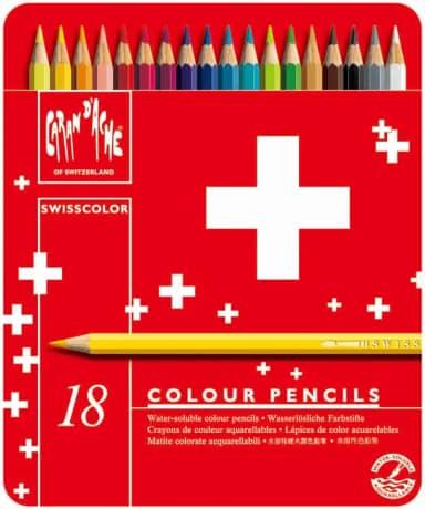 Lápis de Cor Aquarelável, Caran D'Ache, Swisscolor, 1285.718, 18 Cores