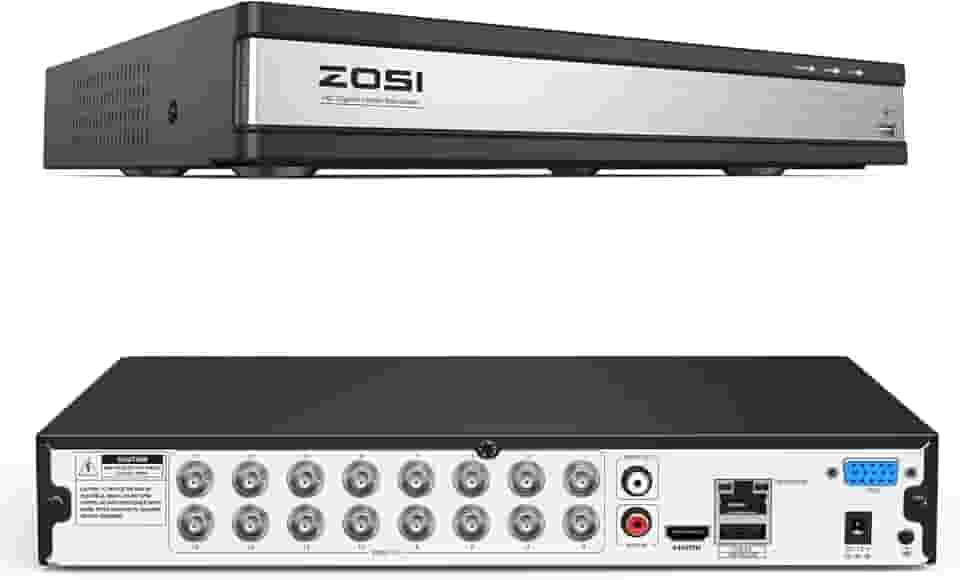 ZOSI Full 1080p HD H.265+ 16 canais DVR para câmera de segurança, CCTV DVR de vigilância 4 em 1 híbrido (analógico/AHD/TVI/CVI), detecção de movimento, controle remoto móvel, alarme de e-mail (disco