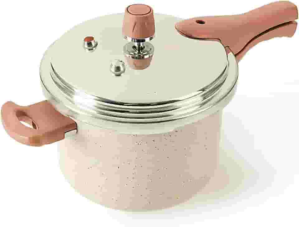 Oikos - Panela de Pressão com Indução 4,4L Antiaderente Cerâmico Fechamento Externo Bege