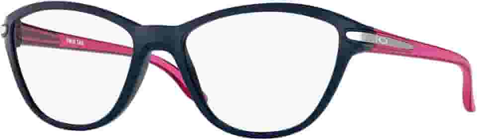 Oakley Oy8008 Armação de óculos de grau olho de gato com cauda dupla, Lente azul gelo/demonstração, 48 mm