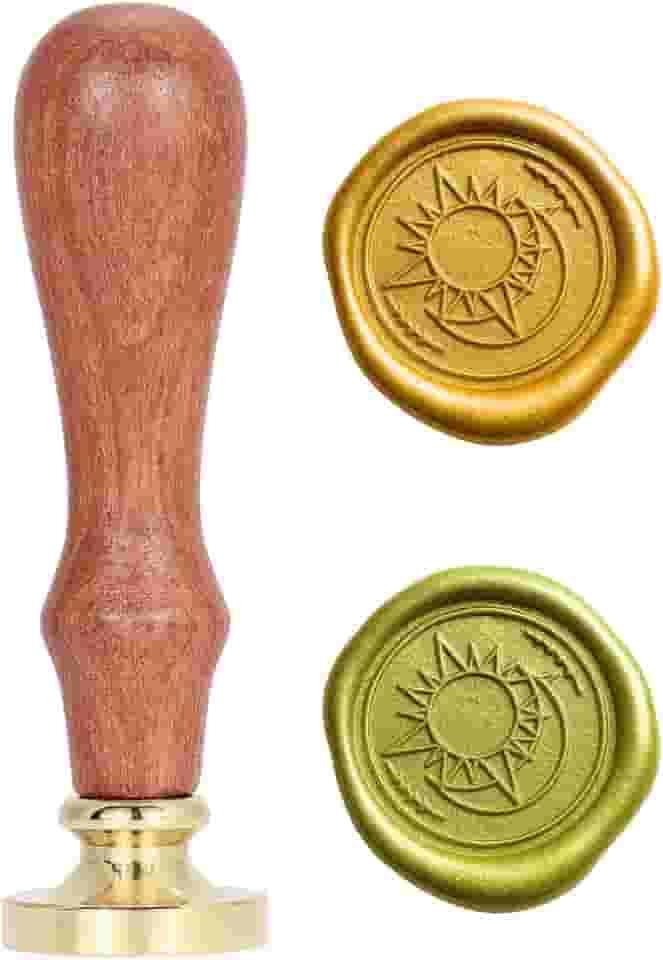 Sinete para lacre de cera, sinete clichê para selo de cera para convites, embalagens e presentes (Sol e lua)