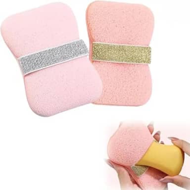 Conjunto 2 Esponjas de Banho com Espaço para Sabonete – Textura Dupla, Espuma Cremosa em Segundos, Esfoliação Suave e Alça Antideslizante