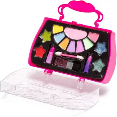 Maleta de maquiagem infantil, com paleta de sombras, gloss e batons