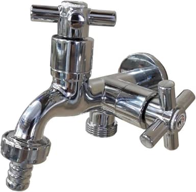 Torneira Tanque e Maquina de lavar Roupa Dupla Saída Parede em ABS Cromada Brilhante