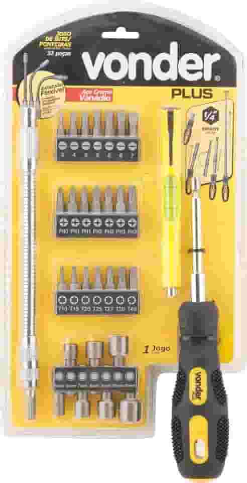 Jogo de Bits/Ponteiras com 32 Peças, Encaixe Sextavado de 1/4'