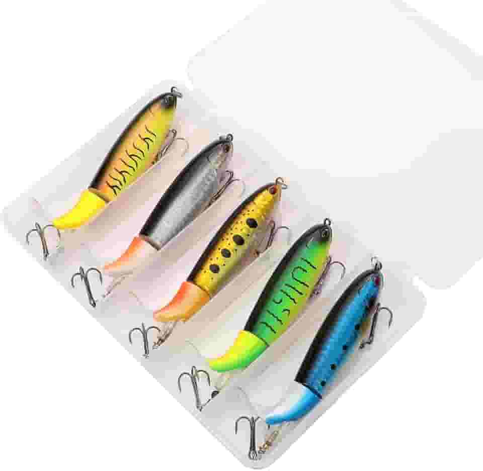 Kit 5 Iscas Artificiais Whopper Popper Superfície Tucunaré