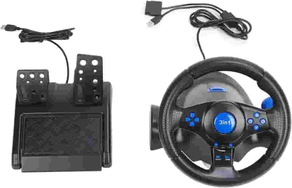 Volante Para Jogos, Abs Multifuncional 3 Em 1 Roda De Corrida De Jogo Com Rotação De 180 Graus Com Pedais Para Pc