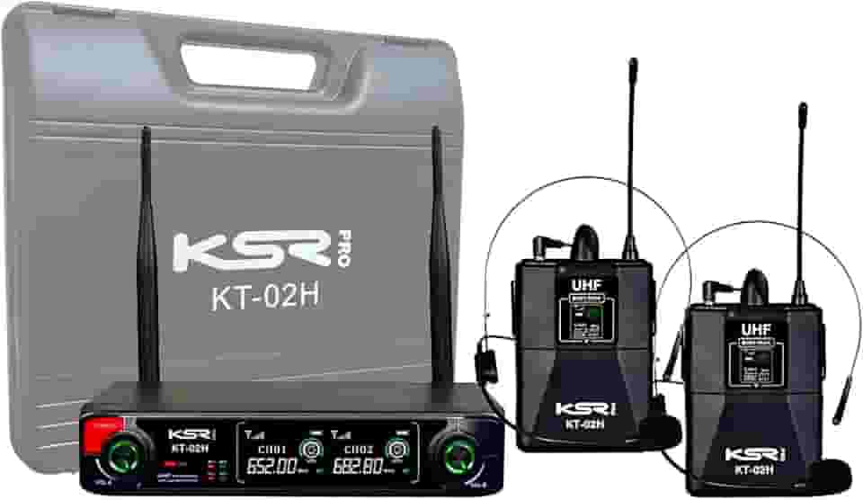 Microfone Sem Fio Headset Duplo Profissional Ksr KT02H PRO