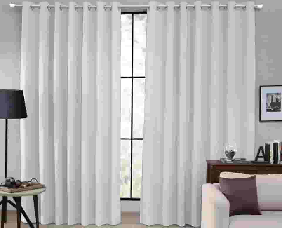 Cortina Tecido Blackout Corta Luz 80% para Sala, Quarto e Escritório 2,70 X 2,30m (Branco Gelo)